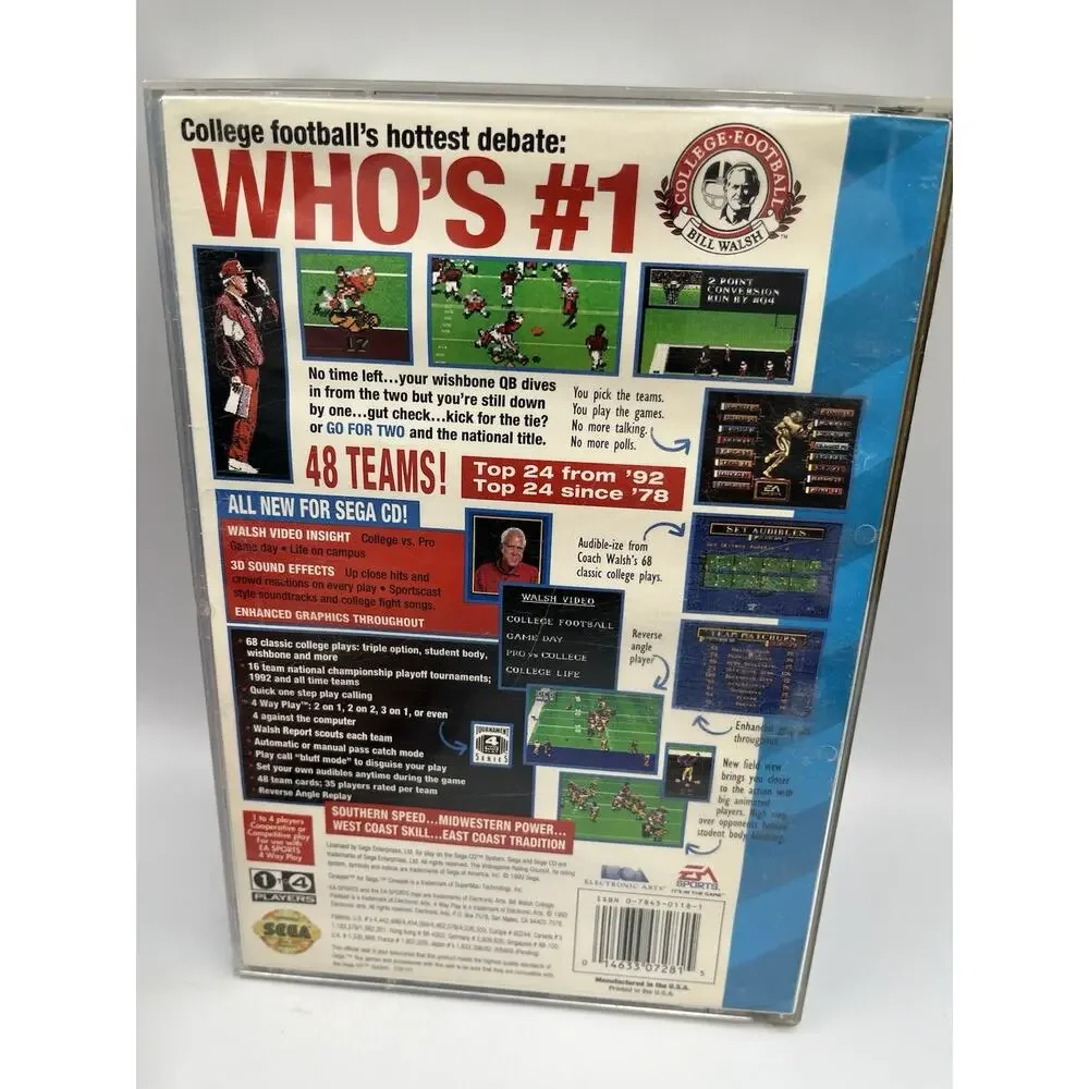 Bill Walsh College Football (Sega CD, 1993) DISC ONLY With Case